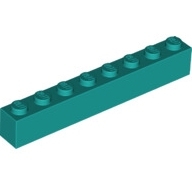 Lego kostka (kostička) 1x8, tmavě tyrkysová (6289133)